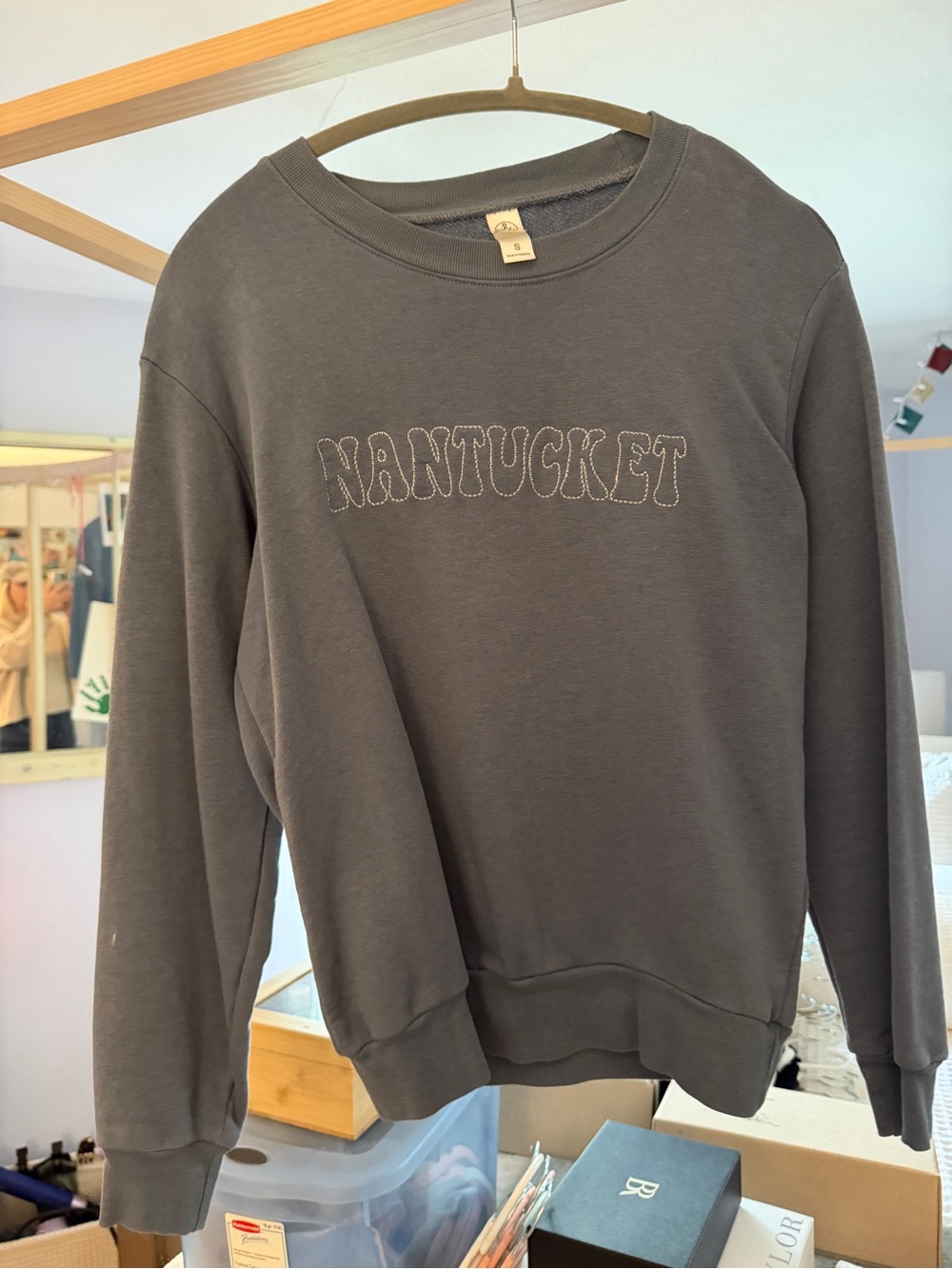 Nantucket Embroidered Crewneck Sweatshirt - faded navy size S